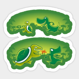 Turtle vs T-Rex Sticker